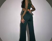 Комплект: топ + штани із сіткою зі стразами  Комплект: топ + штани із сіткою зі стразами  | PUSHKA SHOP