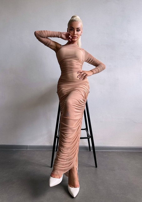 Сукня міді з драпіруванням   | PUSHKA SHOP