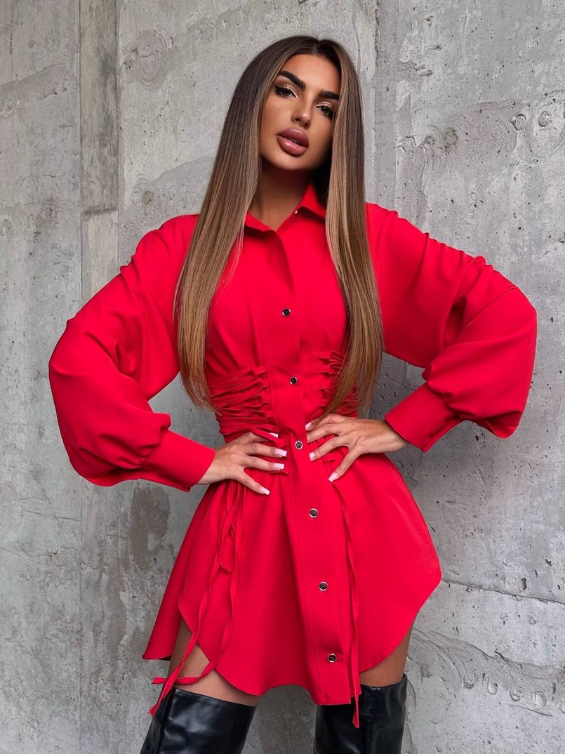 Сукня-сорочка зі шнурівкою Сукня-сорочка зі шнурівкою | PUSHKA SHOP