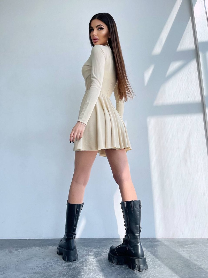 Приталена сукня з корсетною вставкою та спідницею-сонцем | PUSHKA SHOP