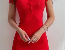 Трикотажное облегающее платье поло с разрезом  Трикотажное облегающее платье поло с разрезом  | PUSHKA SHOP