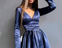 Атласна корсетна сукня  з пишною спідницею та зав‘язками на талії | PUSHKA SHOP