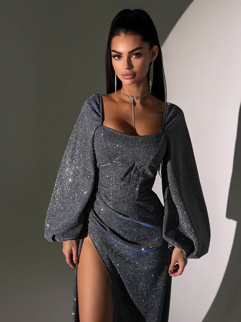 Сяючий комплект: корсет + спідниця  максі з драпіруванням Сяючий комплект: корсет + спідниця  максі з драпіруванням | PUSHKA SHOP