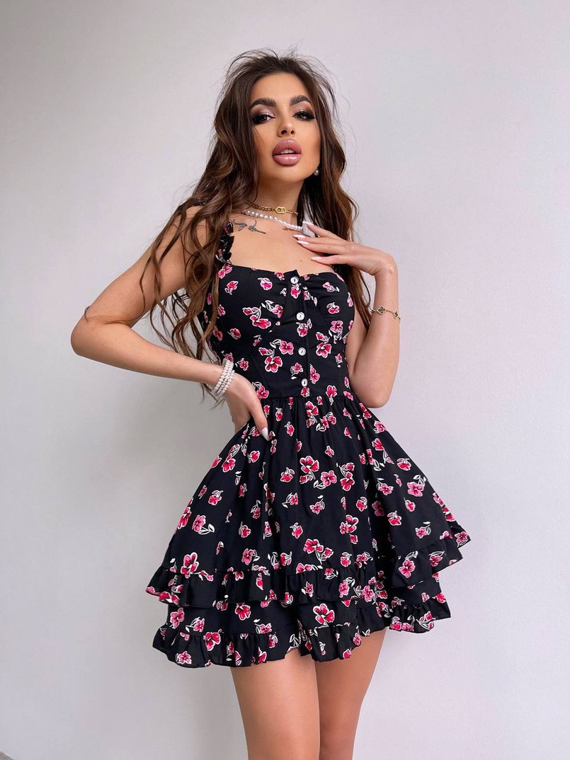 Сукня з корсетним верхом та оборками на спідничці Сукня з корсетним верхом та оборками на спідничці | PUSHKA SHOP