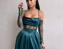 Атласний комплект: корсет + спідниця максі Атласний комплект: корсет + спідниця максі | PUSHKA SHOP