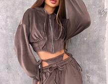 Велюровий комплект: кофта з корсетними елементами + джогери з імітацією трусиків | PUSHKA SHOP