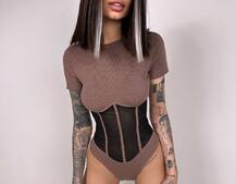 Трикотажне боді з сітчастою вставкою Трикотажне боді з сітчастою вставкою | PUSHKA SHOP