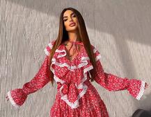 Сукня з квітковим принтом декорована мереживом    Сукня з квітковим принтом декорована мереживом    | PUSHKA SHOP