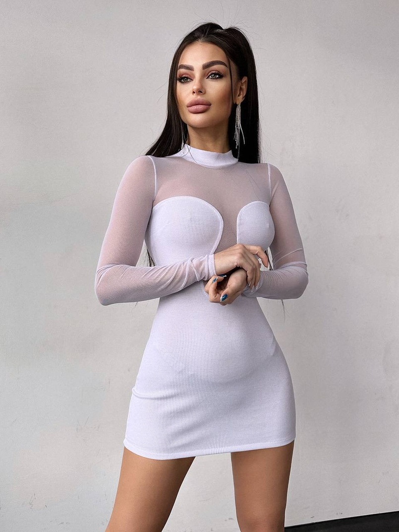 Трикотажна сукня з вставками сітки Трикотажна сукня з вставками сітки | PUSHKA SHOP