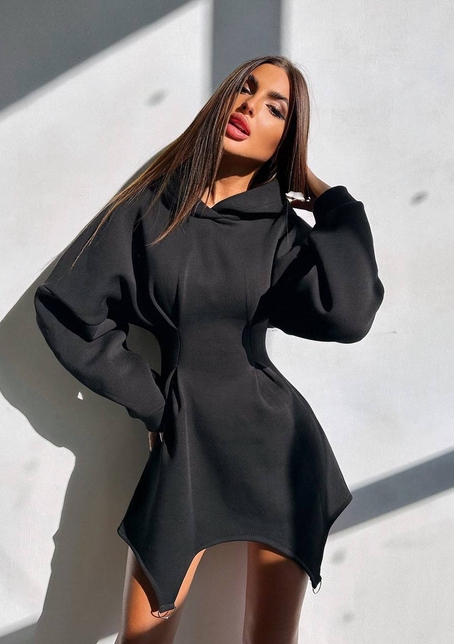 Тепле приталене худі з капюшоном на флісі + корсет на шнурівці Можна носити з корсетом та без | PUSHKA SHOP