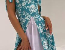 Сукня міді з чашечками в квітковий принт  | PUSHKA SHOP