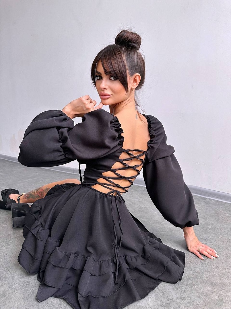 Сукня з воланами та шнурівкою  по спинці Сукня з воланами та шнурівкою  по спинці | PUSHKA SHOP