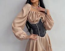 Приталена сукня з шовку  + корсет декорований стразами  Ручна робота  Приталена сукня з шовку  + корсет декорований стразами  Ручна робота  | PUSHKA SHOP