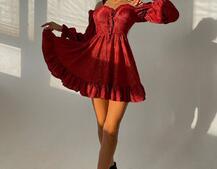 Блискуча сукня з оборками та чашками з ефектом push up Блискуча сукня з оборками та чашками з ефектом push up | PUSHKA SHOP