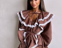 Котонова сукня декорована мереживом    Котонова сукня декорована мереживом    | PUSHKA SHOP