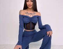 Комплект : штани кльош і топ з елементами корсету  Комплект : штани кльош і топ з елементами корсету  | PUSHKA SHOP