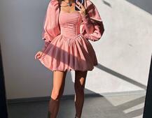 Сукня з обʼємними рукавами та спідницею балоном  Сукня з обʼємними рукавами та спідницею балоном  | PUSHKA SHOP