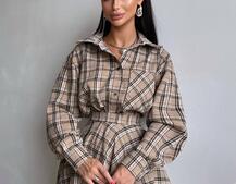 Комплект: сорочка + спідниця у клітинку  Комплект: сорочка + спідниця у клітинку  | PUSHKA SHOP