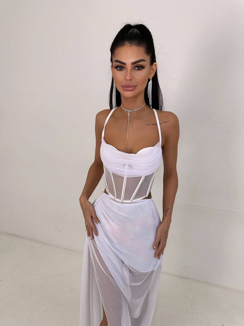 Комплект: корсет декорований стразами + спідниця максі  Комплект: корсет декорований стразами + спідниця максі  | PUSHKA SHOP