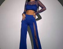 Комплект: топ + штани із сіткою зі стразами  Комплект: топ + штани із сіткою зі стразами  | PUSHKA SHOP