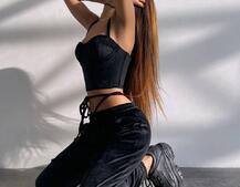 Велюровий комплект трійка: кофта + корсет з чашечками + джогери  | PUSHKA SHOP