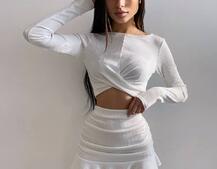 Трикотажный комплект: топ + юбка со сборкой   Трикотажный комплект: топ + юбка со сборкой   | PUSHKA SHOP