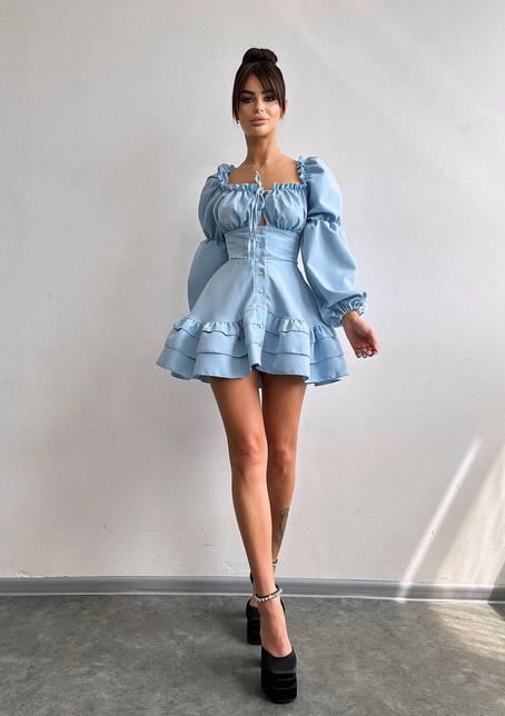 Сукня з воланами на ґудзиках  | PUSHKA SHOP