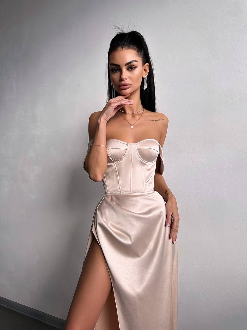 Атласний комплект: корсет бюстʼє + спідниця максі  | PUSHKA SHOP