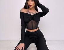 Комплект : штани кльош і топ з елементами корсету  Комплект : штани кльош і топ з елементами корсету  | PUSHKA SHOP