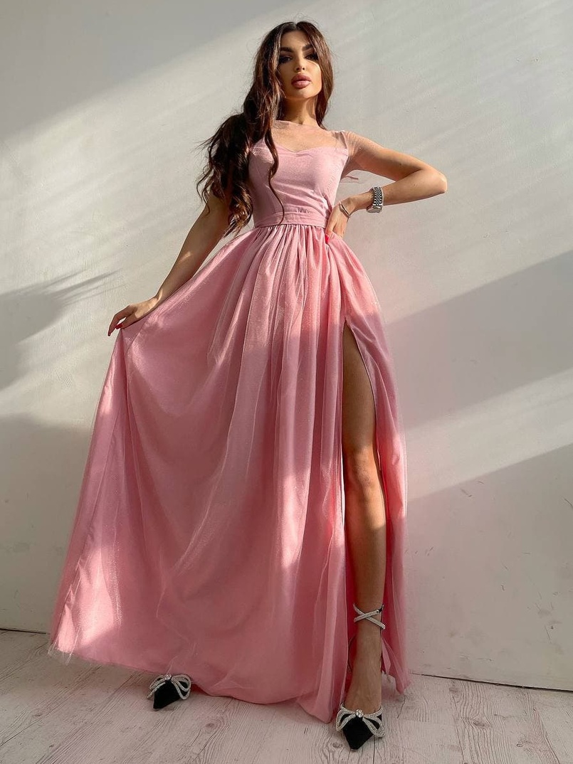 Платье-макси из сетки   с блестками  Платье-макси из сетки   с блестками  | PUSHKA SHOP