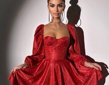 Сяюча корсетна сукня бюстьє з подвійною спідницею  | PUSHKA SHOP