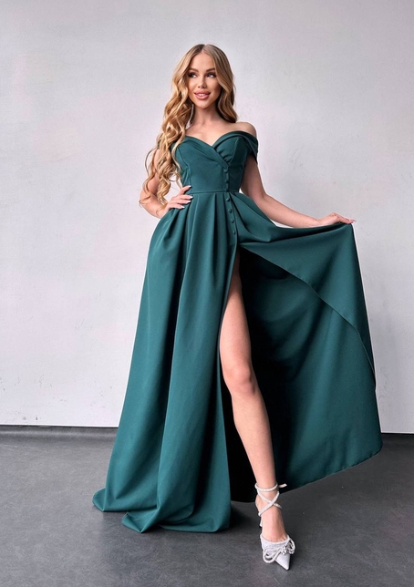 Сукня максі  з розрізом на спідниці  | PUSHKA SHOP