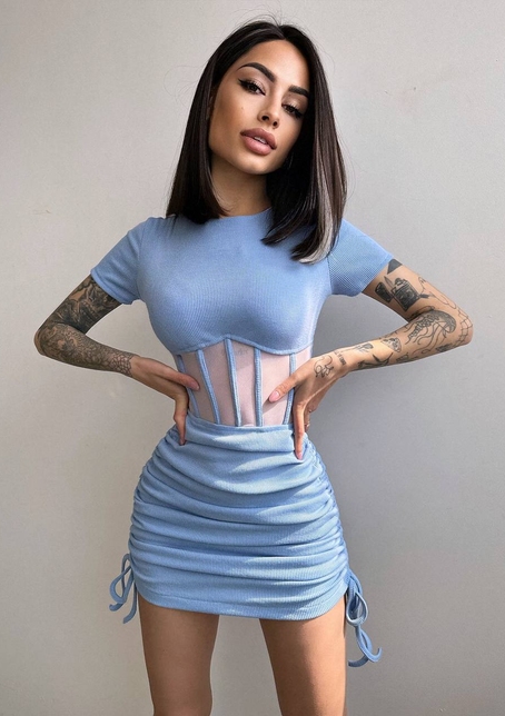 Сукня-міні  з елементами корсету  Довжину спідниці можна регулювати  | PUSHKA SHOP