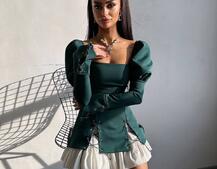 Сукня з об'ємними рукавами + спідниця з воланами | PUSHKA SHOP