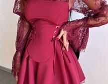 Сукня з корсетом декорована мереживом  Сукня з корсетом декорована мереживом  | PUSHKA SHOP