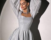 Сяюча корсетна сукня з пишною подвійною спідницею та об‘ємними рукавами | PUSHKA SHOP