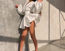 Сукня з коміром та об'ємними рукавами з широким поясом Сукня з коміром та об'ємними рукавами з широким поясом | PUSHKA SHOP