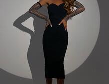 Трикотажна сукня міді  з чашечками  | PUSHKA SHOP