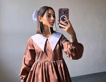 Котонова сукня з комірцем + бант  Котонова сукня з комірцем + бант  | PUSHKA SHOP