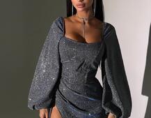 Сяючий комплект: корсет + спідниця  максі з драпіруванням Сяючий комплект: корсет + спідниця  максі з драпіруванням | PUSHKA SHOP