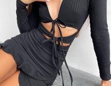 Трикотажна сукня з присбореною спідницею | PUSHKA SHOP