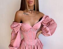 Комплект: сукня з подвійною спідницею + корсет, декорований стразами    Комплект: сукня з подвійною спідницею + корсет, декорований стразами    | PUSHKA SHOP