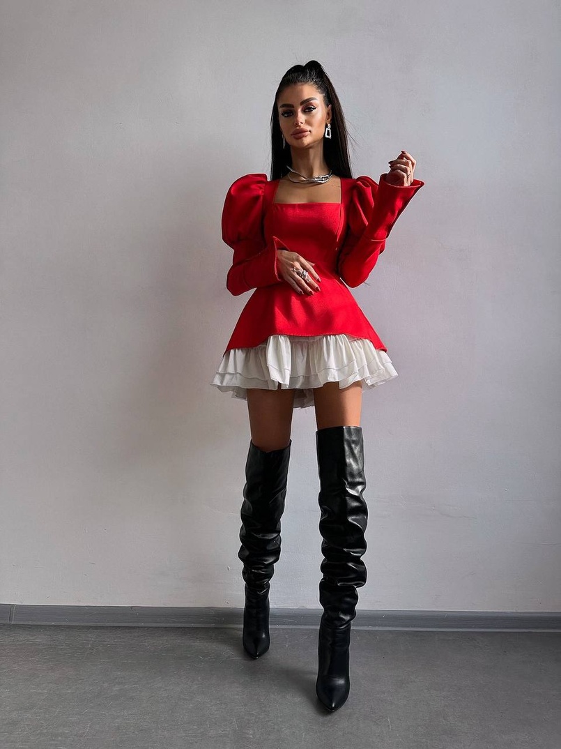 Сукня з об'ємними рукавами + спідниця з воланами Сукня з об'ємними рукавами + спідниця з воланами | PUSHKA SHOP