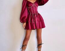 Комплект: сукня з подвійною спідницею + корсет, декорований стразами    Комплект: сукня з подвійною спідницею + корсет, декорований стразами    | PUSHKA SHOP