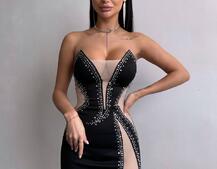 Сукня міді декорована стразами   | PUSHKA SHOP