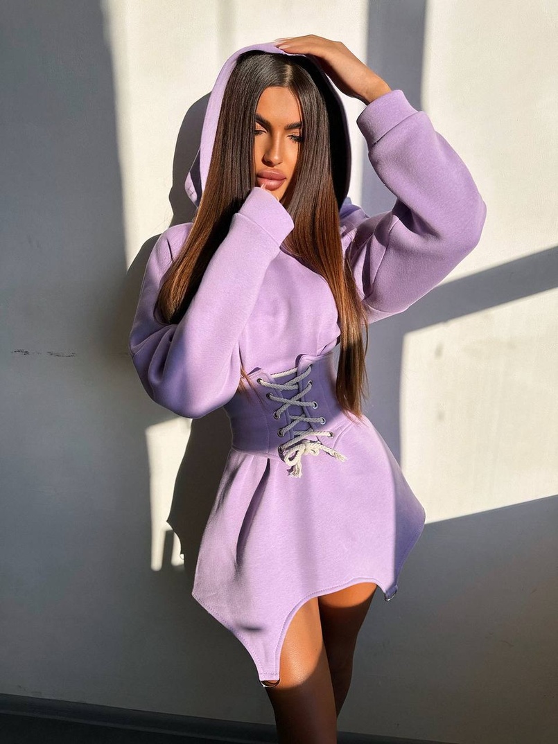 Тепле приталене худі з капюшоном на флісі + корсет на шнурівці Можна носити з корсетом та без Тепле приталене худі з капюшоном на флісі + корсет на шнурівці Можна носити з корсетом та без | PUSHKA SHOP