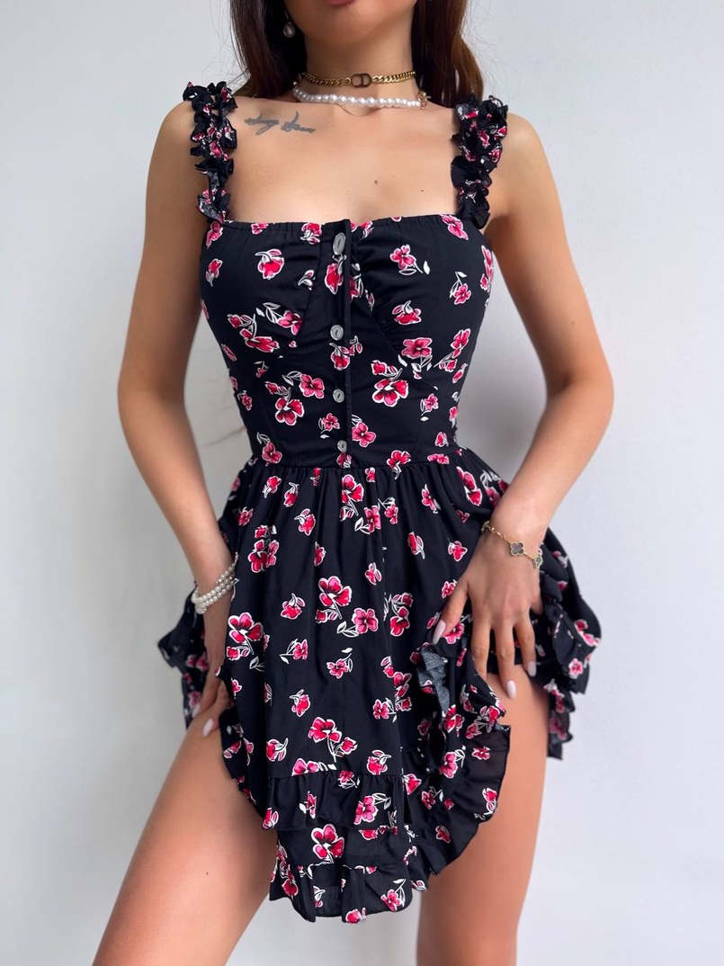 Сукня з корсетним верхом та оборками на спідничці Сукня з корсетним верхом та оборками на спідничці | PUSHKA SHOP