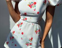 Сукня- міні у квітковий принт зі шнурівкою на спинці  Сукня- міні у квітковий принт зі шнурівкою на спинці  | PUSHKA SHOP