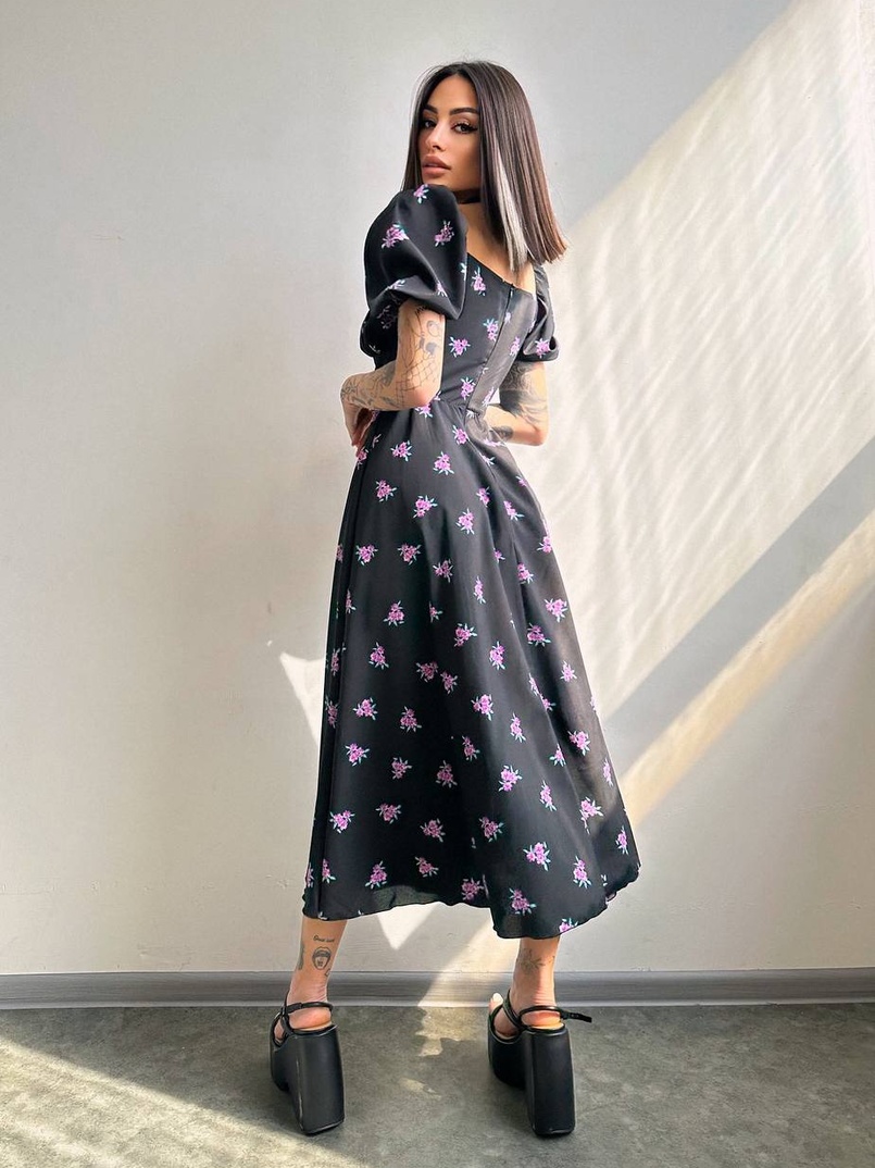 Сукня- міді  з квітковим принтом Сукня- міді  з квітковим принтом | PUSHKA SHOP