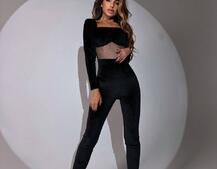 Комбінезон, декорований сіткою із стразами  | PUSHKA SHOP